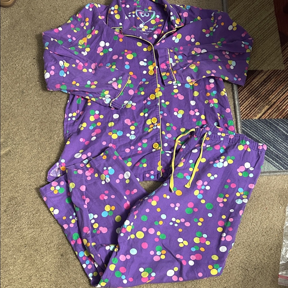 Victoria's Secret Purple Polka Dot Pajama Set SZ Med